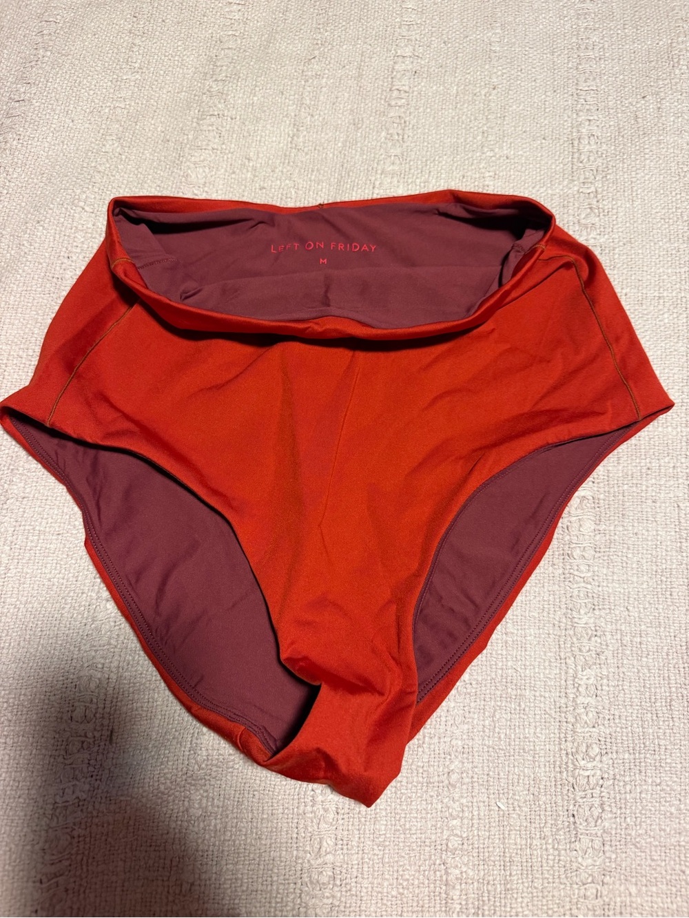 Left On Friday Women's High-Waist Bikini Bottom in Red